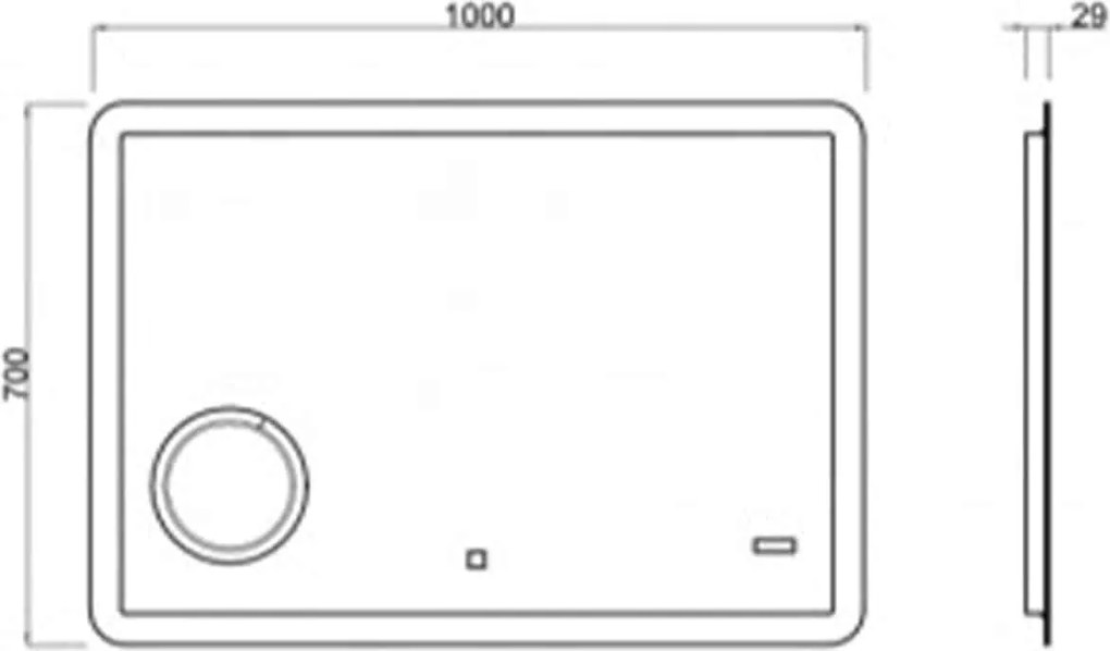 Oglindă lemn masiv cu Ceas Iluminare LED si Lupa Touch 80x60cm / 100x70cm - 80x60cm
