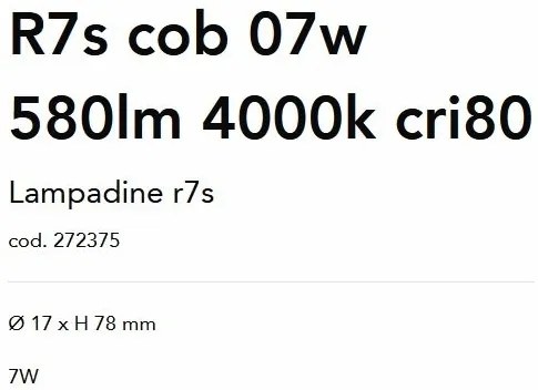 Bec LED, R7s COB 07W 580lm 4000K cri80