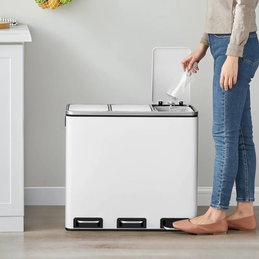 Coș de reciclare SORT 54L (3x18L) + saci de gunoi, alb Jurhan