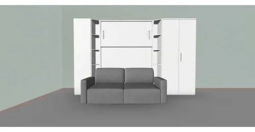 Set pat rabatabil dublu cu somiera inclusa,canapea si 2 dulapuri de 50 si 100 cm - ROYAL Wardrobes&Sofa Set (150X200)