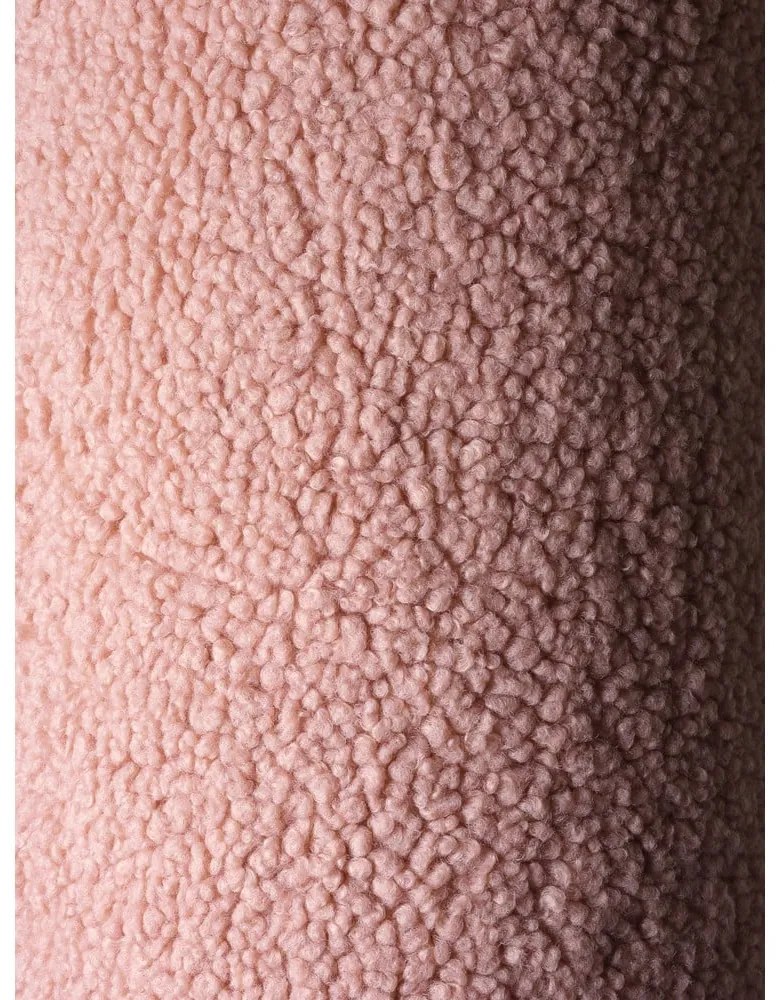 Fotoliu puf pentru copii roz cu tapițerie din țesătură bouclé Round – Wigiwama