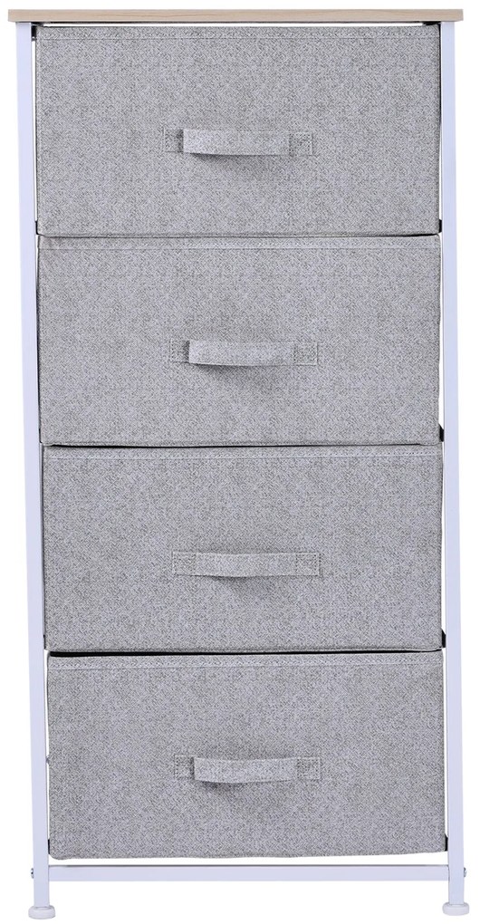 Homcom Mobila Container cu 4 Sertare din Lin Panou Sasiu in Otel Vopsea Praf Raft Superior in MDF Max:25 kg 45x30x92cm