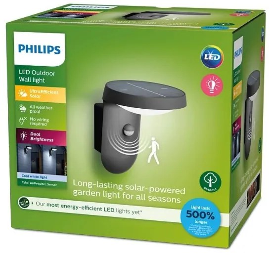 Philips TYLA LED 1,2W 4V 4000K IP44 lampă solară de perete cu senzor