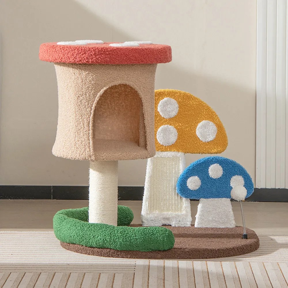 Ansamblu de joacă pentru pisici în formă de ciupercă