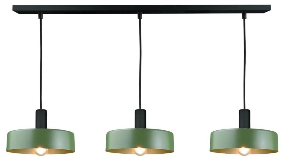 Lustră pe cablu HAKI 3xE27/60W/230V verde/negru
