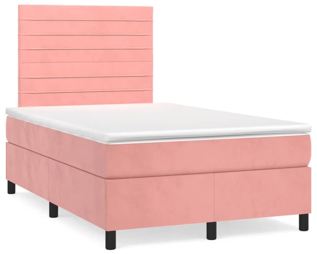 vidaXL Pat box spring cu saltea, negru, 120x190 cm, catifea
