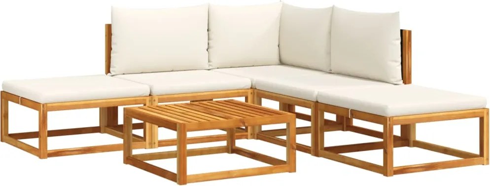 vidaXL Set canapele de grădină cu 6 piese și perne, lemn de salcâm și ratan