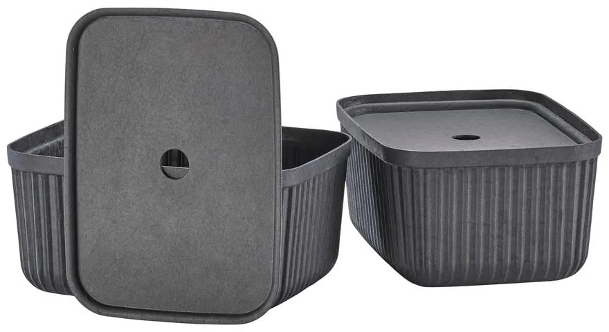 Cutii de depozitare negre 2 buc. cu capac 32x23x20,5 cm Pulp – Zone