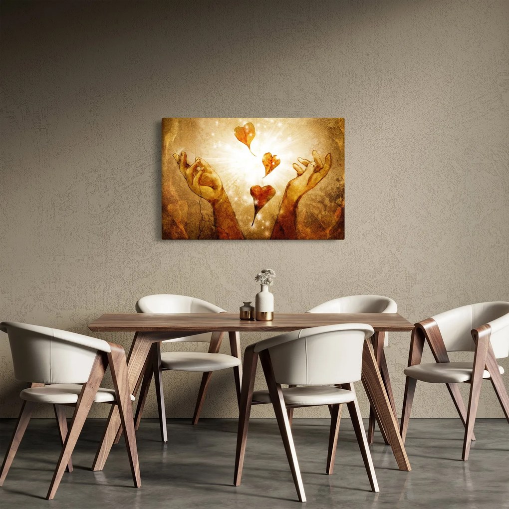 Tablou - pictura mâinilor pline de dragoste (90x60 cm)