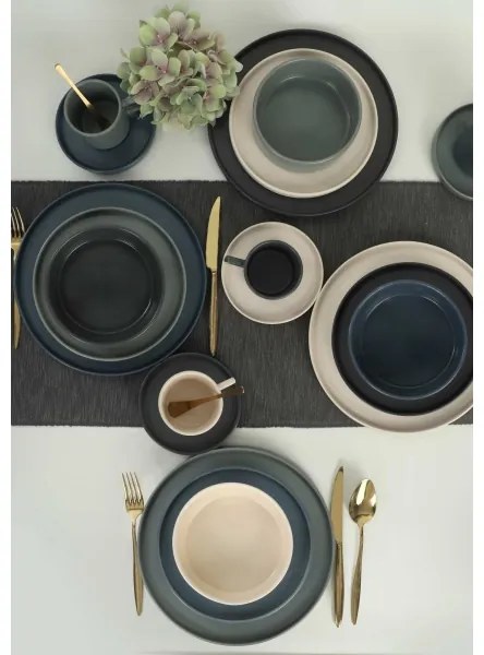 Set de veselă 20 piese, multicolor, din ceramică stoneware