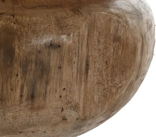 Vază decorativă tip bol, stil natural rustic, culoare natur, din lemn de tec, „Teak”