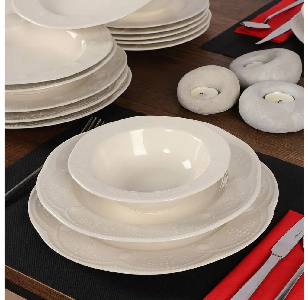 Set de masă 24 piese alb/porțelan