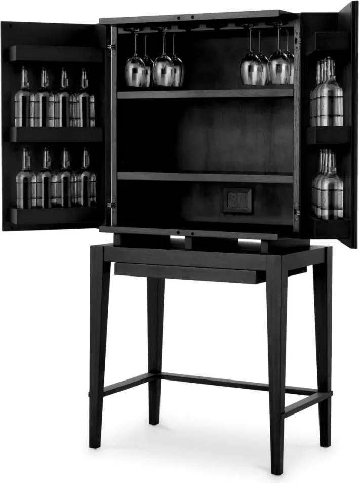 Bufet, Bar design LUX, Furnir de stejar gri carbune, Dimitrios