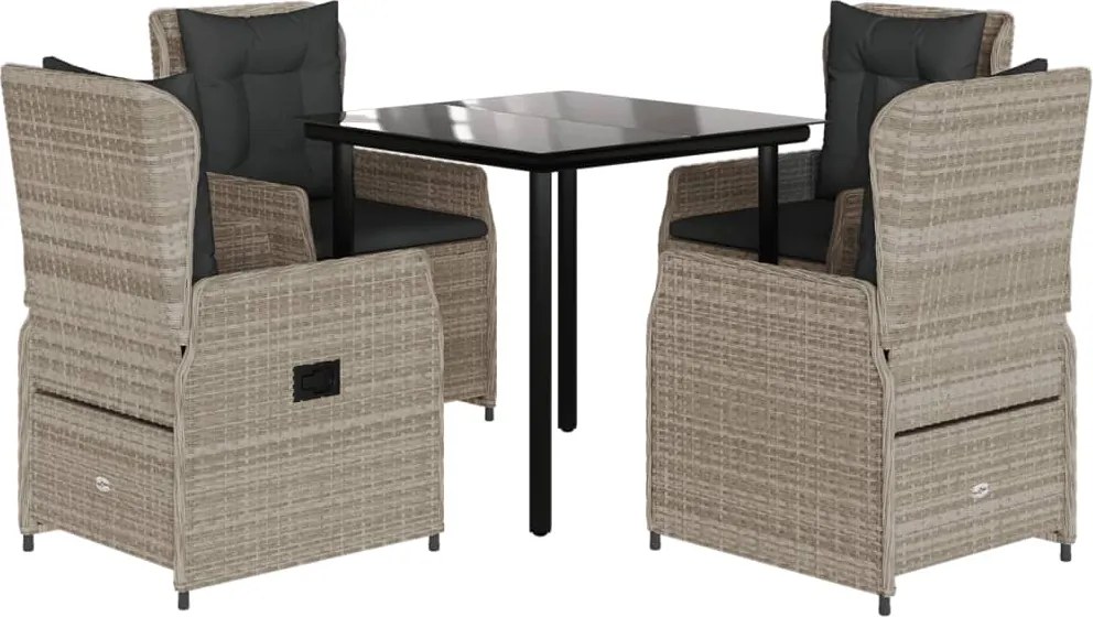 vidaXL Set mobilier de grădină cu perne, 5 piese gri deschis poliratan