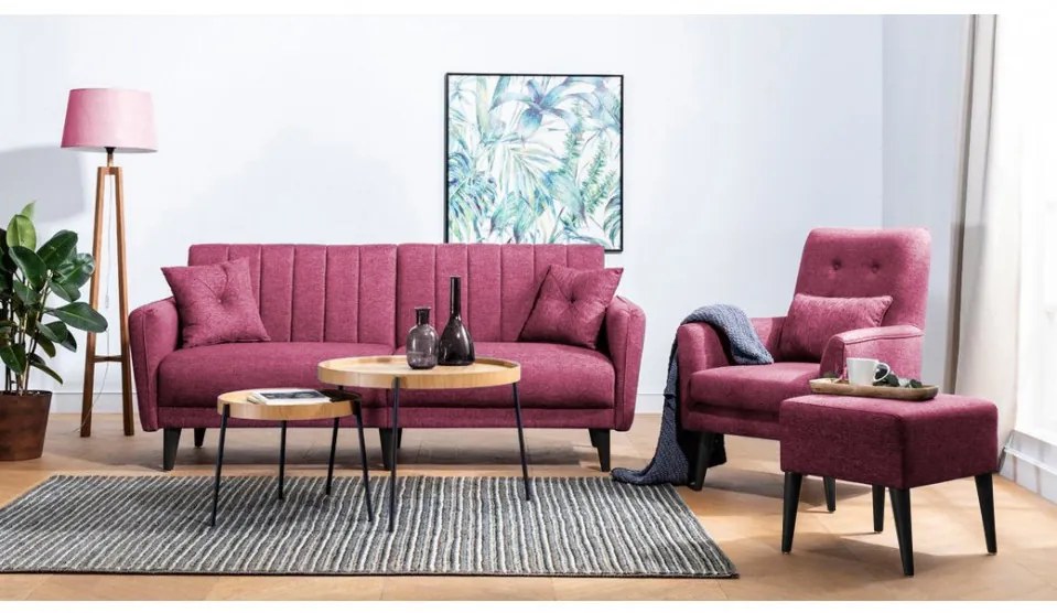 Set Canapea Extensibilă si Fotoliu Aqua - S, Rosu