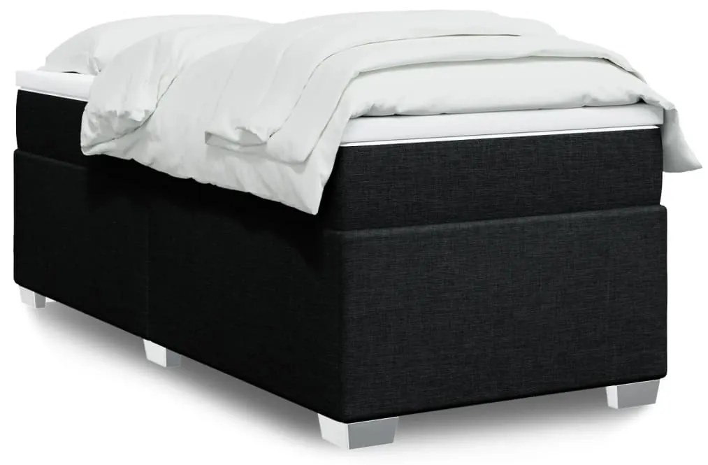 vidaXL Pat box spring cu saltea, negru, 80x200 cm, textil