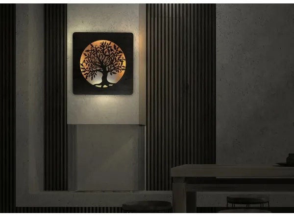 Li-Go 5275/DUB2 - Decorațiune LED de perete, 10 W, 5 V, 20000 mAh, 42 x 42 cm, stejar + telecomandă