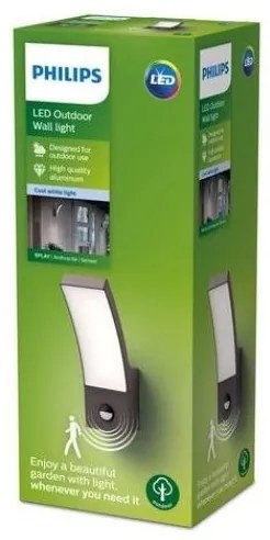 Aplică LED de exterior cu senzor Philips SPLAY LED/12W/230V 4000K IP44