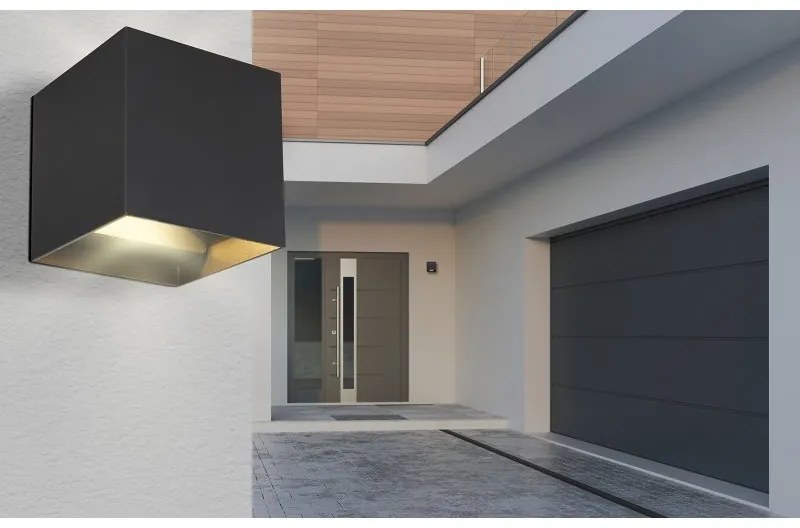 Aplica LED cu spot pentru iluminat exterior design modern IP54 Veronika negru 10x10cm