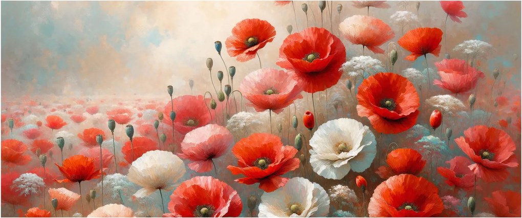 Tablou - Pictură cu maci (120x50 cm)