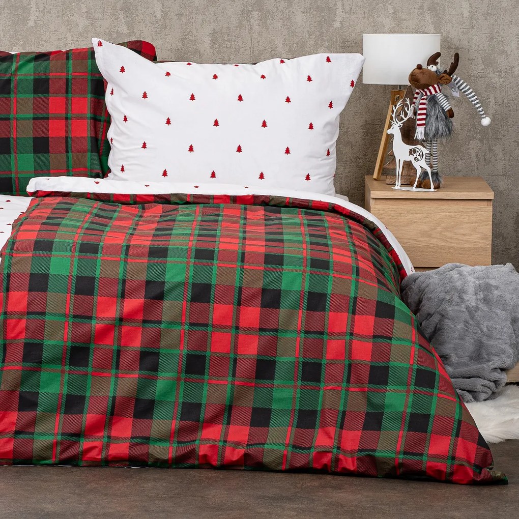 Lenjerie de pat din bumbac 4Home Scotch winter, 140 x 220 cm, 70 x 90 cm