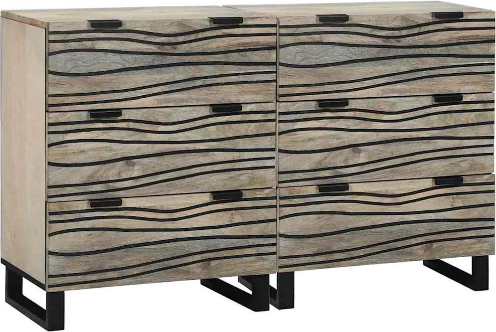 vidaXL Set de bufet 2 pcs Alb 60 x 33,5 x 75 cm Lemn de mango solid