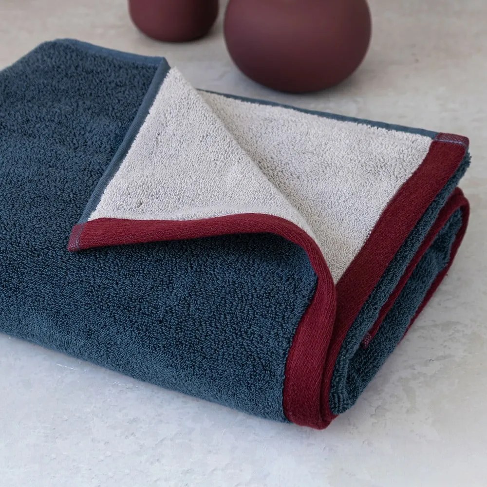 Prosop albastru închis/gri din bumbac organic din frotir 50x90 cm Soft – Mette Ditmer Denmark