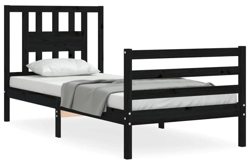 3194565 vidaXL Cadru de pat cu tăblie, negru, 100x200 cm, lemn masiv