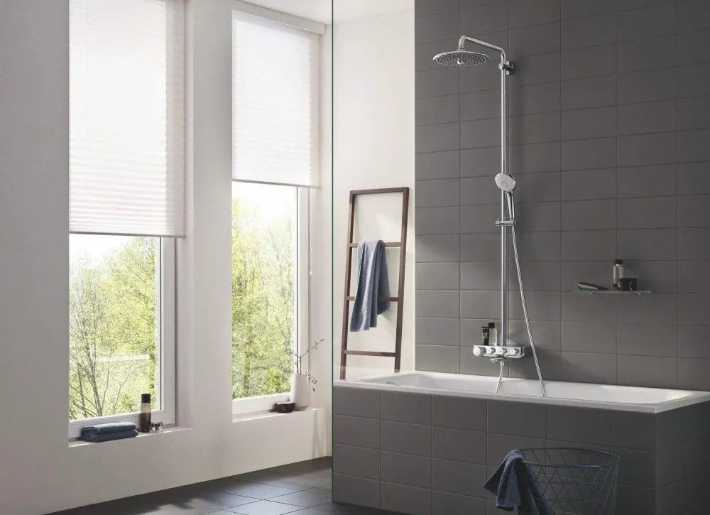Coloana dus cu baterie si termostat Grohe Euphoria SmartControl 260, cu pipa cada
