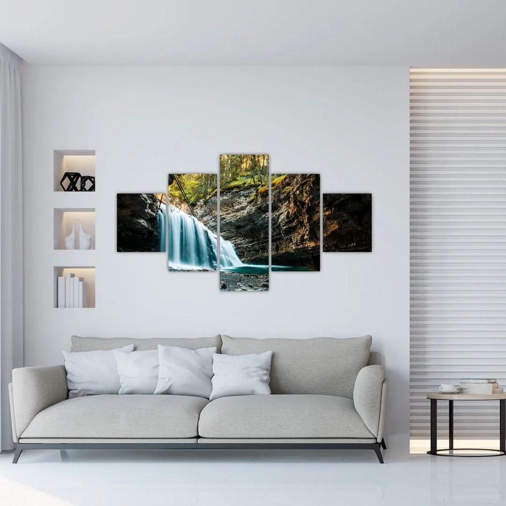 Tablou cu cascada de pădure (125x70 cm), în 40 de alte dimensiuni noi