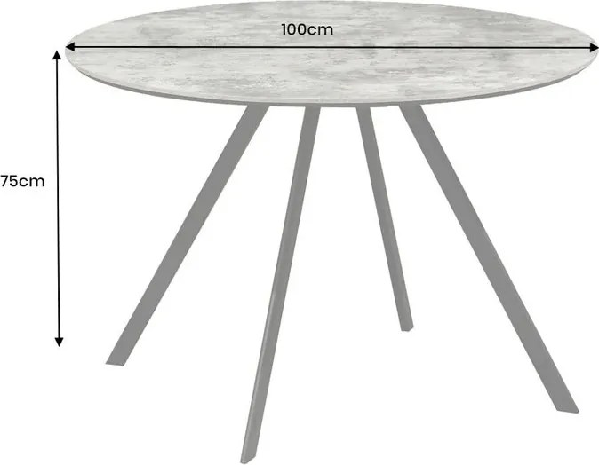 Masa rotunda design gri beton ATELIER 100cm