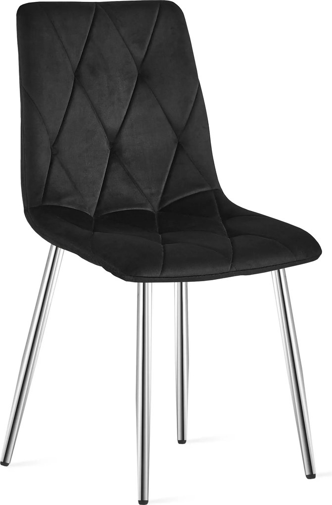 Scaun Bucatarie/Dining Fido ,Picioare Cromate, Catifea Neagra
