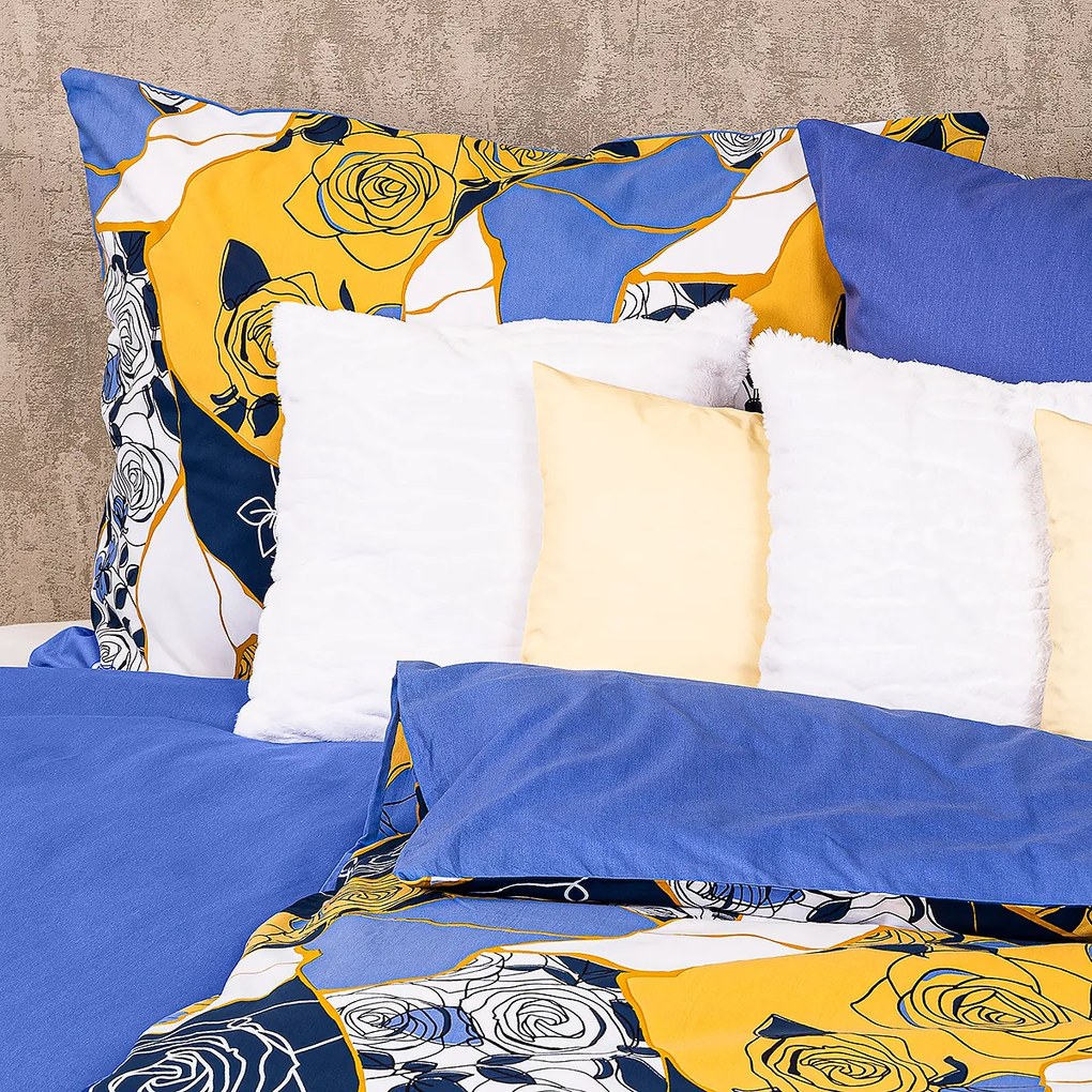 Lenjerie de pat din bumbac 4Home Blue rose, 220 x 200 cm, 2 buc. 70 x 90 cm