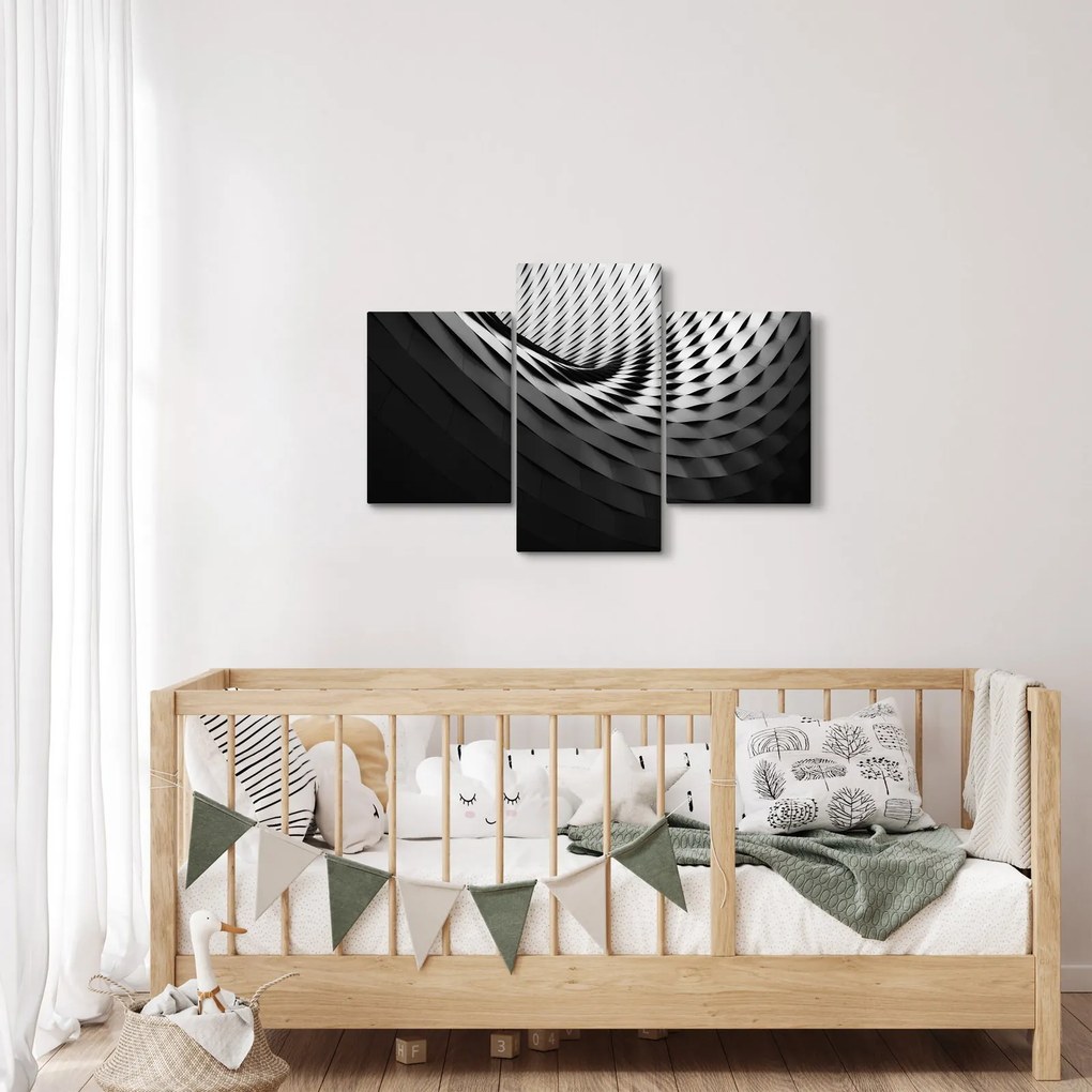 Tablou abstract - spirală alb neagră (90x60 cm)