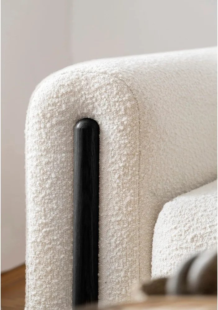 Canapea fildeș extensibilă/cu spațiu de depozitare cu tapițerie din țesătură bouclé 244 cm Arcadova – ELTAP