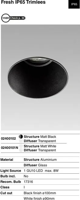 Spot incastrabil cu protectie IP65 FRESH TRIMLESS alb