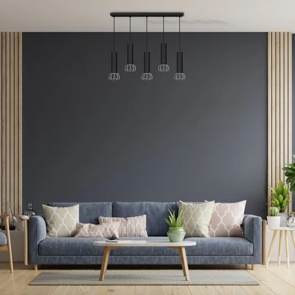 Lustră pe cablu DANTE 5xGU10/25W/230V neagră/crom lucios