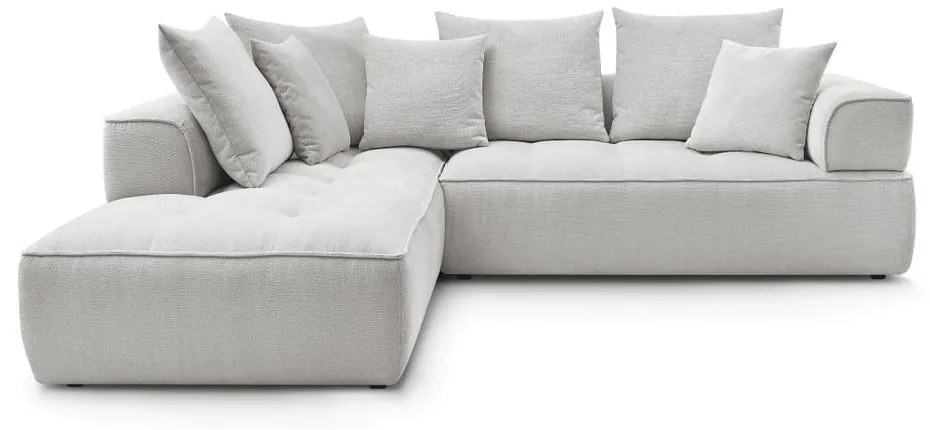 Colțar gri deschis cu tapițerie din chenille (cu colț pe partea stângă/în formă de ”L”) Whesley – Bobochic Paris