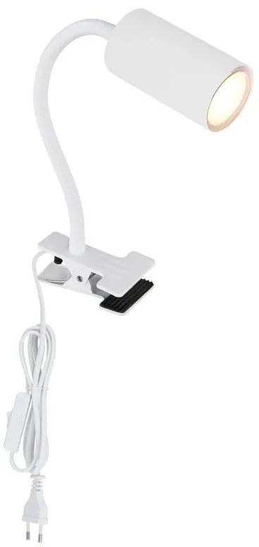 Veioza, lampa de birou cu clema design modern Robby alb