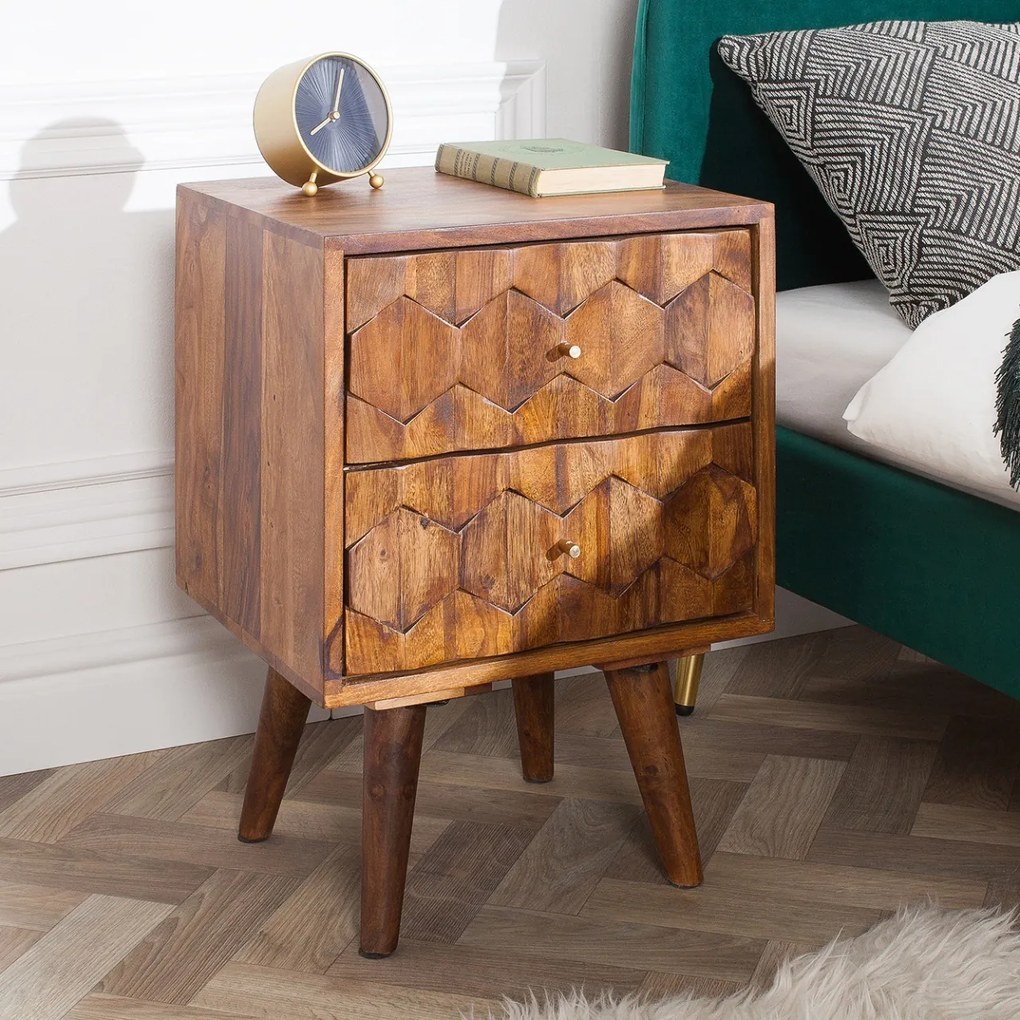 Masuta, Noptiera din lemn Mystic Living 40cm Sheesham A-39745 VC
