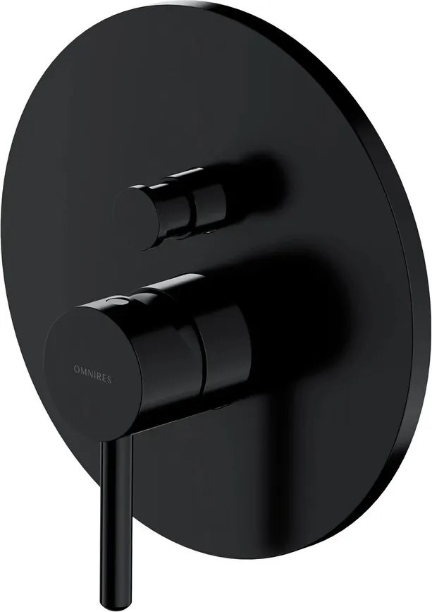 Baterie cada-dus incastrata Omnires Y finisaj negru semimat fara corp ingropat