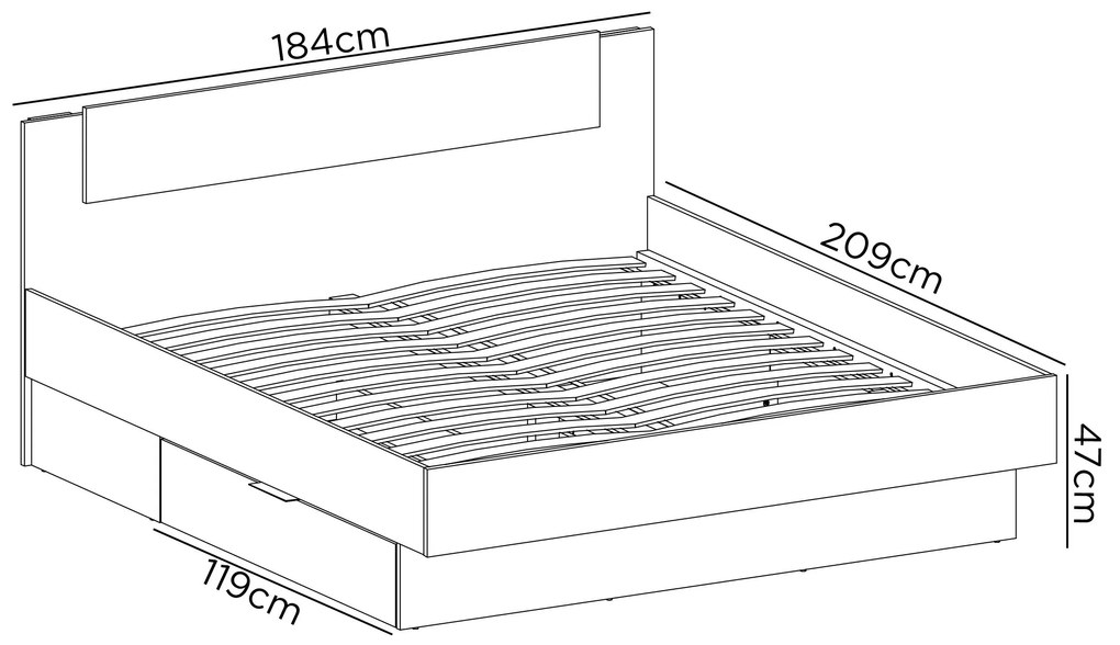 Pat matrimonial 180 cm Lewell (cu cadru frontal) (cu sp. depozitare) (wenge). 1092108