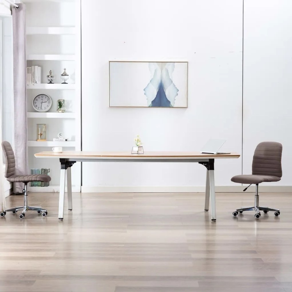 vidaXL Scaune de bucătărie, 2 buc., gri taupe, material textil