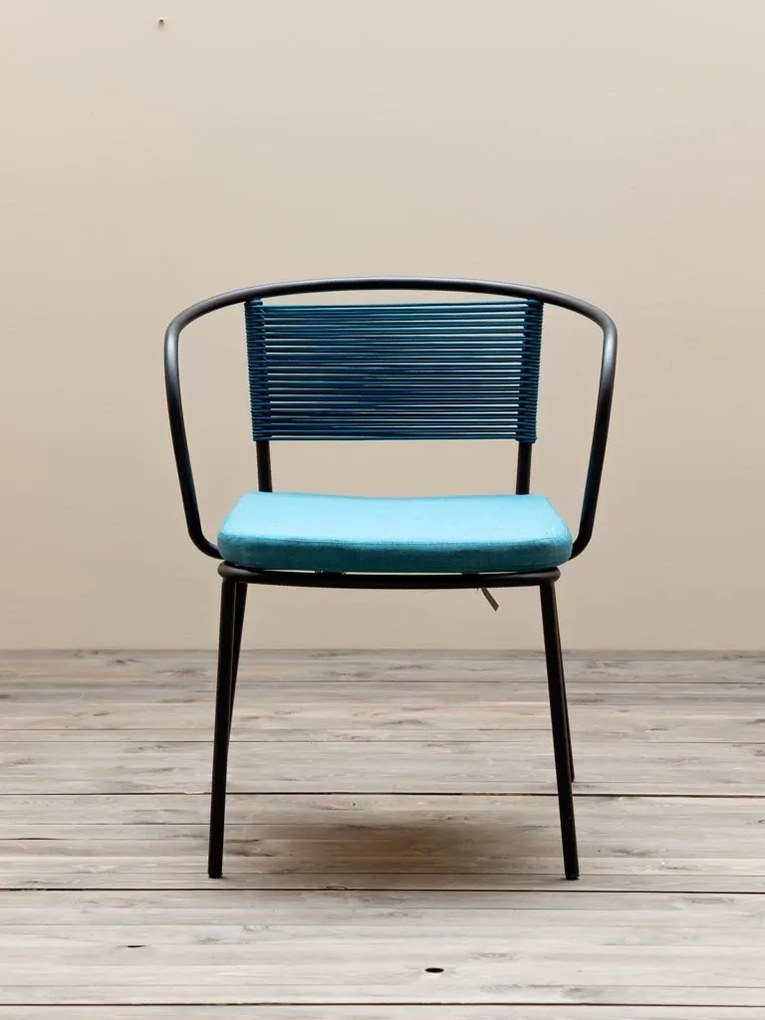 Scaun dining albastru din textil, Arena