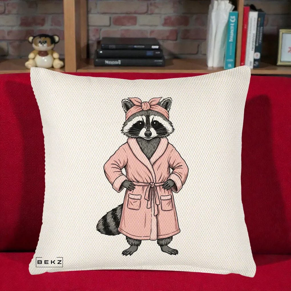 Perna Decorativa Albinuta Kawaii Vesela, 40x40 cm, Crem Reliefat, Husa Detasabila, Perna Inclusa, BEKZ®