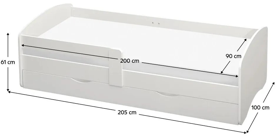 Pat de o persoană 90 cm Carecen (alb) (cu somieră) (cu sp. depozitare). 1116283