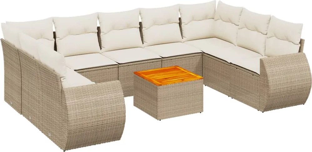 vidaXL Set canapele de grădină cu perne, 10 piese, bej, poliratan