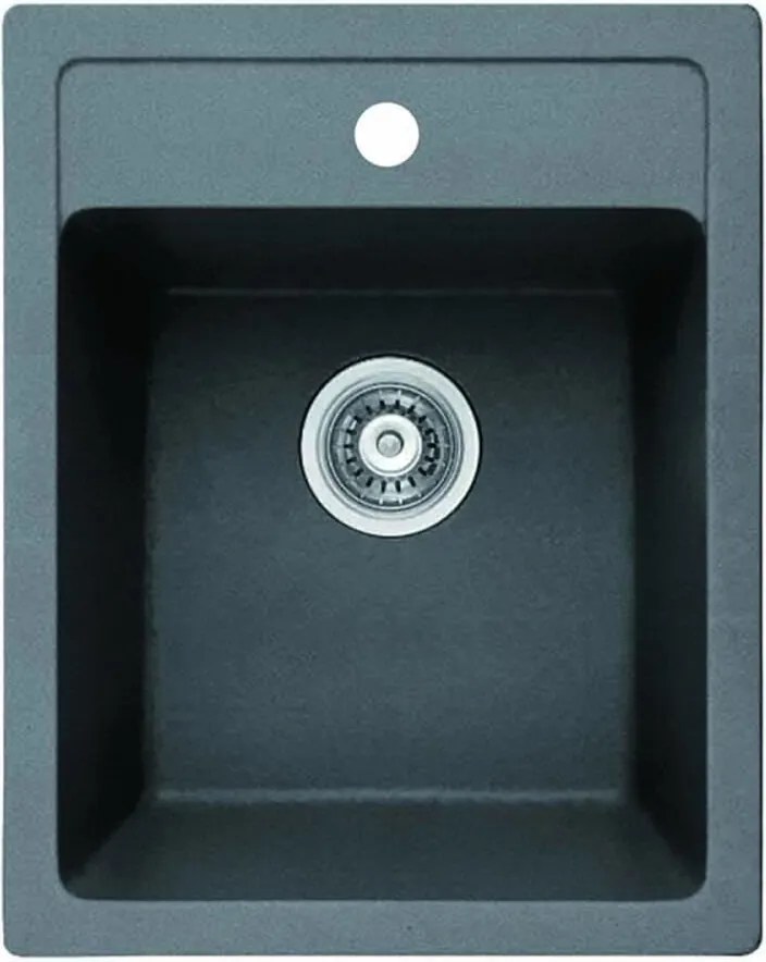 Chiuveta compozit Inter Ceramic finisaj granit gri 40x50 cm cu orificiu baterie