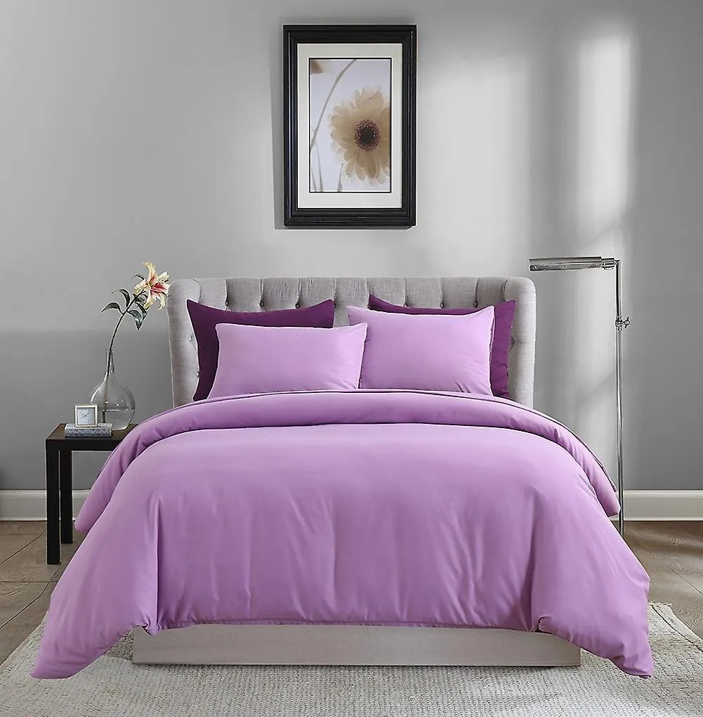 Lenjerie de pat matrimonial Premium Ranforce uni lila / 200x220 cm dimensiune standard