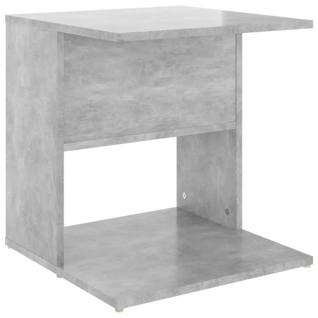 806808 vidaXL Masă laterală, gri beton, 45x45x48 cm, PAL
